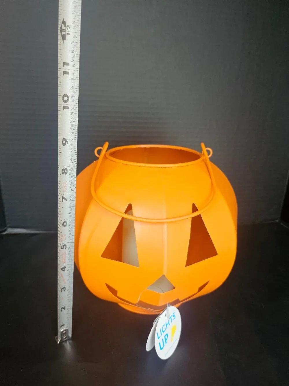 Handcrafted Metal Jack O Lantern With LED Light Festive Orange Halloween Decor